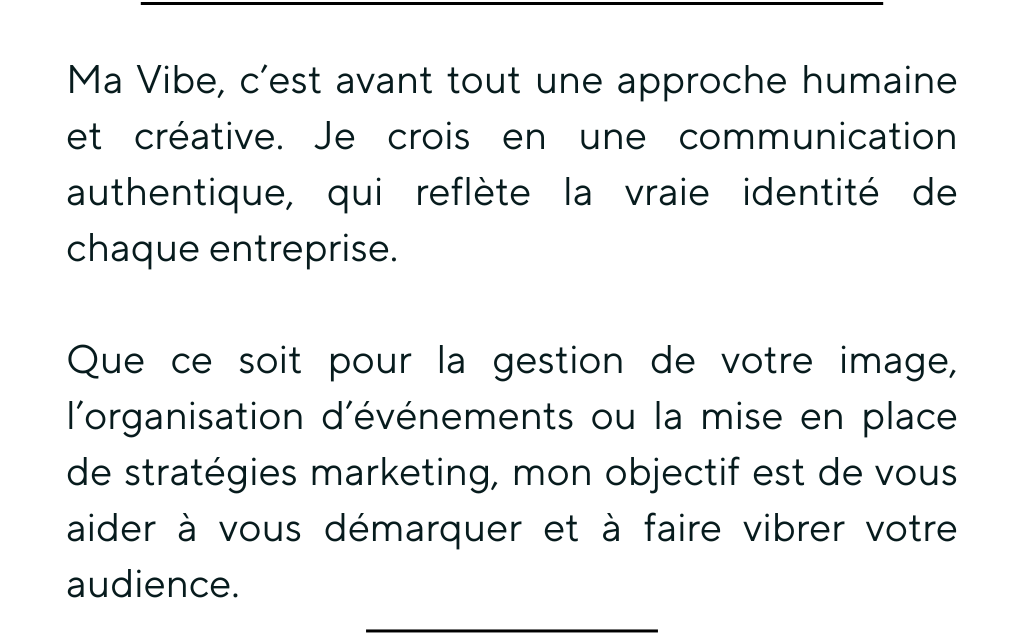 Image représentant la vision de Ma Vibe, agence spécialisée en communication, marketing et événementiel, axée sur des solutions créatives et sur-mesure.