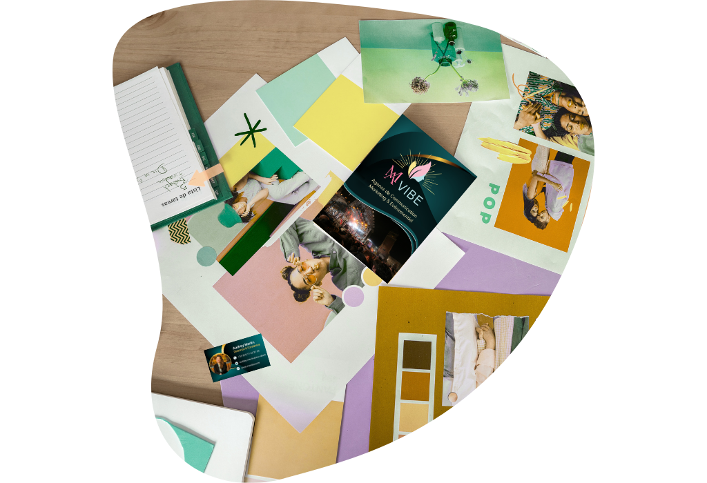 Exemples de projets de communication montrant l'expertise de Ma Vibe dans la création de visuels et de stratégies adaptées aux besoins des clients.